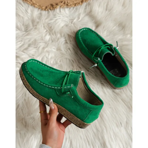 Women's Casual Grey Faux Suede Moccasins with Lace-Up Design and Cushioned Sole – Comfortable Loafers for Everyday Wear