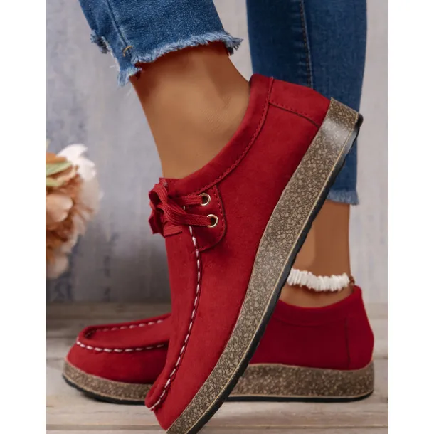 Women's Casual Grey Faux Suede Moccasins with Lace-Up Design and Cushioned Sole – Comfortable Loafers for Everyday Wear