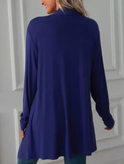 Women's Casual Jacket Breathable Comfortable Oversized Casual Plain Vacation Street Casual Daily Wear Open Front Long Collarless Regular Fit 3/4 Length Sleeve Outerwear White Pink Wine Summer Spring