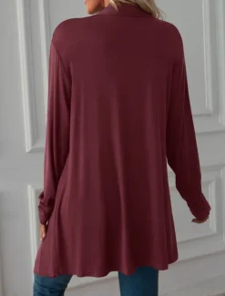 Women's Casual Jacket Breathable Comfortable Oversized Casual Plain Vacation Street Casual Daily Wear Open Front Long Collarless Regular Fit 3/4 Length Sleeve Outerwear White Pink Wine Summer Spring