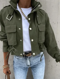 Women's Casual Jacket Comfortable Breathable Zipper Print Casual Color Block Vacation Street Casual Daily Wear Zipper Short Turndown Regular Fit Long Sleeve Outerwear Black White Yellow Spring Fall