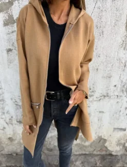 Women's Casual Jacket Hoodie Jacket Breathable Comfortable Zipper Pocket Casual Plain Vacation Street Daily Wear Going out Zipper Regular Hooded Regular Fit Long Sleeve Outerwear Black Red Blue