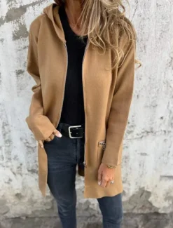 Women's Casual Jacket Hoodie Jacket Breathable Comfortable Zipper Pocket Casual Plain Vacation Street Daily Wear Going out Zipper Regular Hooded Regular Fit Long Sleeve Outerwear Black Red Blue