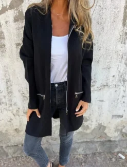 Women's Casual Jacket Hoodie Jacket Breathable Comfortable Zipper Pocket Casual Plain Vacation Street Daily Wear Going out Zipper Regular Hooded Regular Fit Long Sleeve Outerwear Black Red Blue