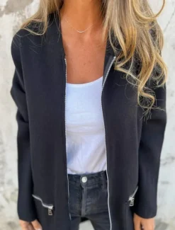 Women's Casual Jacket Hoodie Jacket Breathable Comfortable Zipper Pocket Casual Plain Vacation Street Daily Wear Going out Zipper Regular Hooded Regular Fit Long Sleeve Outerwear Black Red Blue