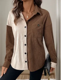 Women's Casual Jacket Outdoor Street Daily Wear Fall Winter Regular Coat Regular Fit Thermal Warm Breathable Stylish Casual Jacket Long Sleeve Plain with Pockets Brown