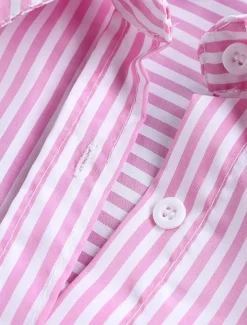 Women's Casual Jacket Shacket Comfortable Breathable Pocket Buttons Print Casual Stripe Vacation Street Daily Wear Going out Single Breasted Long Stand Collar Regular Fit Long Sleeve Outerwear Black