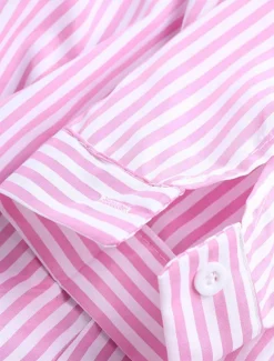 Women's Casual Jacket Shacket Comfortable Breathable Pocket Buttons Print Casual Stripe Vacation Street Daily Wear Going out Single Breasted Long Stand Collar Regular Fit Long Sleeve Outerwear Black