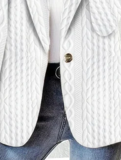 Women's Casual Jacket Textured Jackets Adjustable Solid Color Casual / Daily Stylish Regular Fit Outerwear Long Sleeve Spring White S