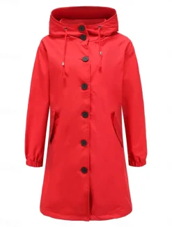 Women's Casual Jacket Trench Coat Outdoor Street Daily Wear Fall Winter Regular Coat Regular Fit Thermal Warm Rain Waterproof Breathable Stylish Casual Jacket Long Sleeve Solid Color with Pockets