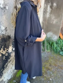 Women's Casual Jacket Warm Breathable Buttons Casual Plain Vacation Street Daily Wear Going out Single Breasted Long Lapel Regular Fit Long Sleeve Outerwear Black White Khaki Spring Fall