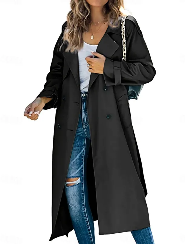 Women's Casual Jacket Work Button Solid Color Windproof Fashion Loose Fit Outerwear Long Sleeve Fall Black S
