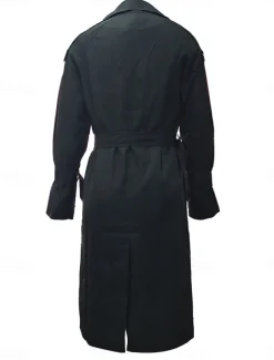 Women's Casual Jacket Work Button Solid Color Windproof Fashion Loose Fit Outerwear Long Sleeve Fall Black S