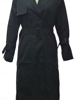 Women's Casual Jacket Work Button Solid Color Windproof Fashion Loose Fit Outerwear Long Sleeve Fall Black S