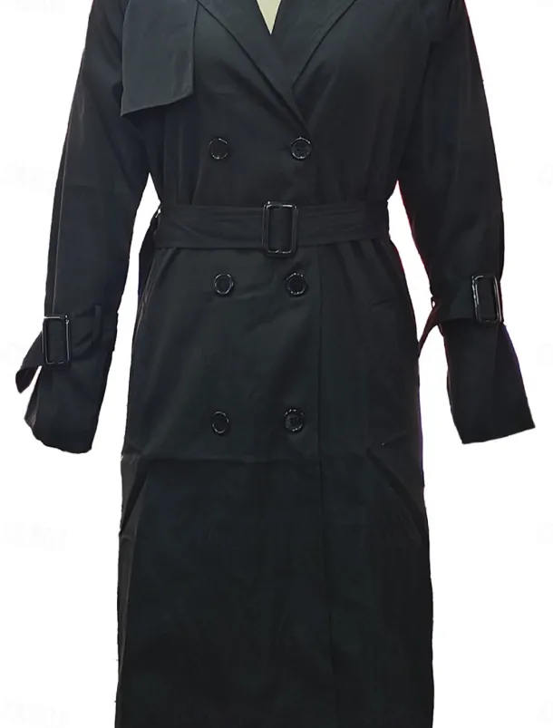 Women's Casual Jacket Work Button Solid Color Windproof Fashion Loose Fit Outerwear Long Sleeve Fall Black S