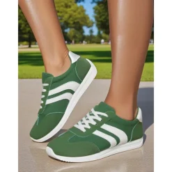 Women's Casual Sneakers with White Stripes | Lace-Up Walking Shoes for for Daily Wear & Street Style