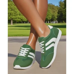 Women's Casual Sneakers with White Stripes | Lace-Up Walking Shoes for for Daily Wear & Street Style