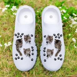 Women's Cat and Cat Paw Print Flyknit Sneakers - Lightweight Breathable Casual Shoes for Fitness and Everyday Wear