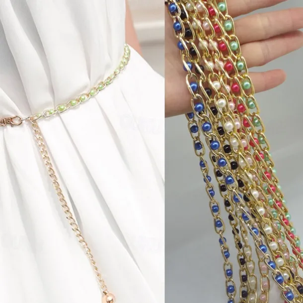 Women's Chain Belt Metal Chain Metal Bucke Geometric Formal Party Daily Green White Black Blue