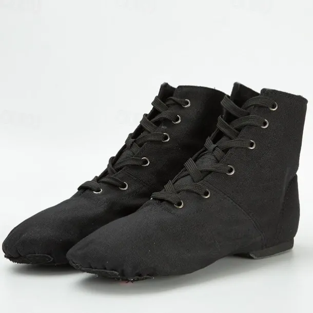 Women's Children's Soft Sole Dance Shoes, Lace-Up Canvas Ankle Boots, Lightweight and Flexible for Jazz, Ballet and Performance