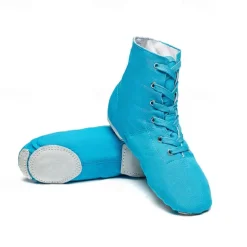 Women's Children's Soft Sole Dance Shoes, Lace-Up Canvas Ankle Boots, Lightweight and Flexible for Jazz, Ballet and Performance