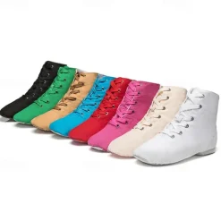 Women's Children's Soft Sole Dance Shoes, Lace-Up Canvas Ankle Boots, Lightweight and Flexible for Jazz, Ballet and Performance