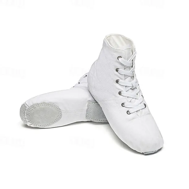 Women's Children's Soft Sole Dance Shoes, Lace-Up Canvas Ankle Boots, Lightweight and Flexible for Jazz, Ballet and Performance