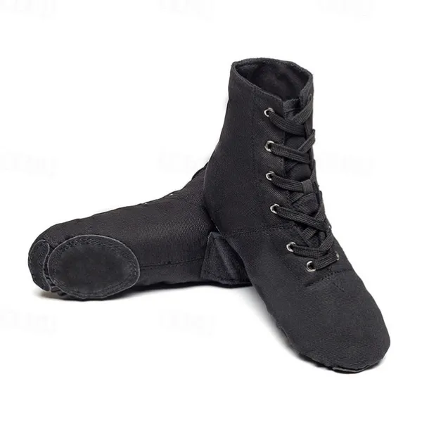 Women's Children's Soft Sole Dance Shoes, Lace-Up Canvas Ankle Boots, Lightweight and Flexible for Jazz, Ballet and Performance