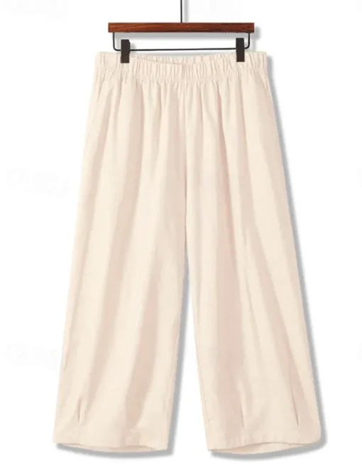 Women's Chinos Fashion Basic Full Length Medium Waist Plain Pocket Comfort Outdoor Inelastic Vacation Street Daily Earth Yellow Violet White Army Green Summer Spring Loose Fit