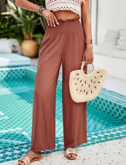 Women's Chinos Leggings Fashion Streetwear Full Length High Waist Plain Pocket Elastic Waistband Comfy Soft Comfortable Micro-elastic Outdoor Street Army Green Brown Summer Spring Regular Fit