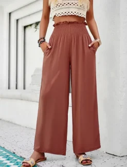 Women's Chinos Leggings Fashion Streetwear Full Length High Waist Plain Pocket Elastic Waistband Comfy Soft Comfortable Micro-elastic Outdoor Street Army Green Brown Summer Spring Regular Fit