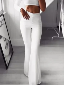 Women's Chinos Leggings Fashion Streetwear Full Length High Waist Plain Comfy Soft Comfortable Stretchy Formal Vacation Street Wine Black White Blue Spring Fall Winter Slim Fit