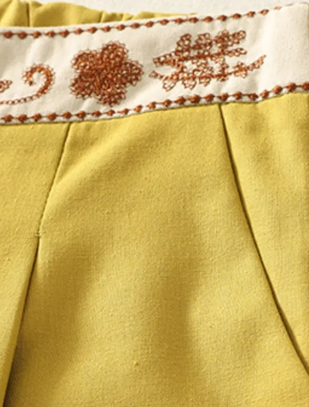 Women's Chinos Pants Trousers Vacation Vintage Fashion Full Length High Waist Floral Drawstring Embroidered Pocket Comfort Outdoor Stretchy Vacation Street Daily White Yellow Navy Blue Coffee Summer