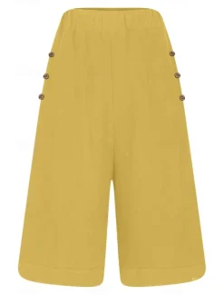 Women's Chinos Shorts Fashion Basic Casual Short High Waist Plain Pocket Drawstring Comfort Outdoor Micro-elastic Vacation Street Daily Grey Yellow Navy Blue Sky Blue Summer Spring Loose Fit