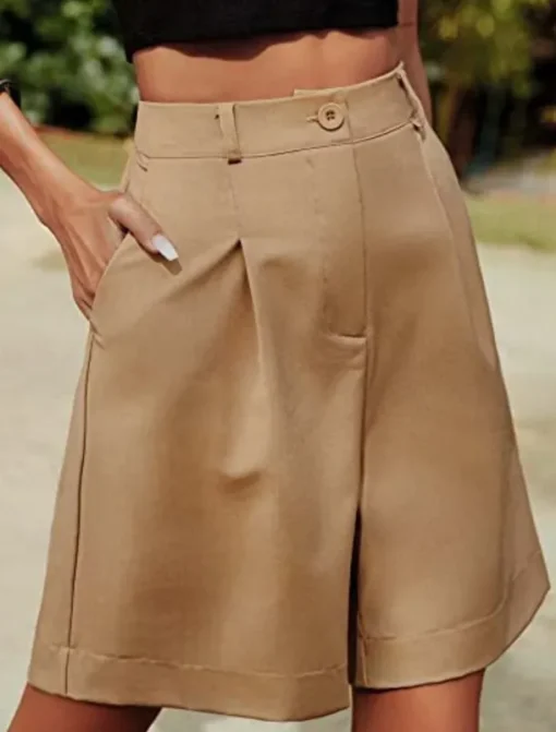 Women's Chinos Shorts Fashion Streetwear Short High Waist Plain Pocket Elastic Waistband Comfy Soft Comfortable Micro-elastic Outdoor Street Black Fuchsia Khaki Gray Summer Regular Fit