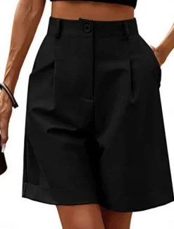 Women's Chinos Shorts Fashion Streetwear Short High Waist Plain Pocket Elastic Waistband Comfy Soft Comfortable Micro-elastic Outdoor Street Black Fuchsia Khaki Gray Summer Regular Fit