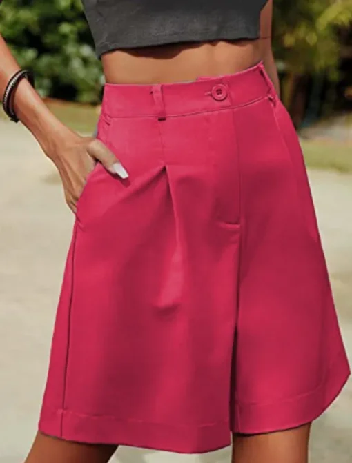 Women's Chinos Shorts Fashion Streetwear Short High Waist Plain Pocket Elastic Waistband Comfy Soft Comfortable Micro-elastic Outdoor Street Black Fuchsia Khaki Gray Summer Regular Fit
