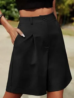 Women's Chinos Shorts Fashion Streetwear Short High Waist Plain Pocket Elastic Waistband Comfy Soft Comfortable Micro-elastic Outdoor Street Black Fuchsia Khaki Gray Summer Regular Fit