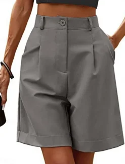 Women's Chinos Shorts Fashion Streetwear Short High Waist Plain Pocket Elastic Waistband Comfy Soft Comfortable Micro-elastic Outdoor Street Black Fuchsia Khaki Gray Summer Regular Fit