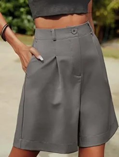 Women's Chinos Shorts Fashion Streetwear Short High Waist Plain Pocket Elastic Waistband Comfy Soft Comfortable Micro-elastic Outdoor Street Black Fuchsia Khaki Gray Summer Regular Fit