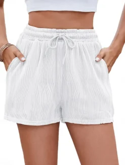 Women's Chinos Shorts Fashion Streetwear Short High Waist Plain Pocket Elastic Waistband Comfy Soft Comfortable Micro-elastic Outdoor Street Gray Green Black White Pink Summer Regular Fit