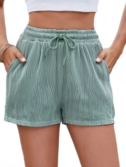 Women's Chinos Shorts Fashion Streetwear Short High Waist Plain Pocket Elastic Waistband Comfy Soft Comfortable Micro-elastic Outdoor Street Gray Green Black White Pink Summer Regular Fit