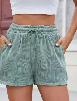 Women's Chinos Shorts Fashion Streetwear Short High Waist Plain Pocket Elastic Waistband Comfy Soft Comfortable Micro-elastic Outdoor Street Gray Green Black White Pink Summer Regular Fit
