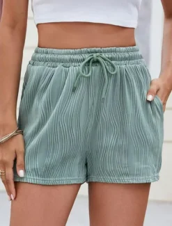 Women's Chinos Shorts Fashion Streetwear Short High Waist Plain Pocket Elastic Waistband Comfy Soft Comfortable Micro-elastic Outdoor Street Gray Green Black White Pink Summer Regular Fit