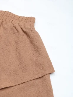 Women's Chinos Shorts Fashion Streetwear Short High Waist Plain Ruffle Elastic Waistband Comfy Soft Comfortable Micro-elastic Outdoor Street Coffee Summer Regular Fit