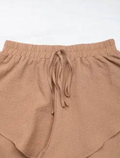 Women's Chinos Shorts Fashion Streetwear Short High Waist Plain Ruffle Elastic Waistband Comfy Soft Comfortable Micro-elastic Outdoor Street Coffee Summer Regular Fit