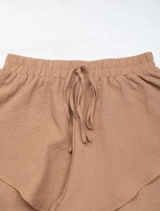 Women's Chinos Shorts Fashion Streetwear Short High Waist Plain Ruffle Elastic Waistband Comfy Soft Comfortable Micro-elastic Outdoor Street Coffee Summer Regular Fit