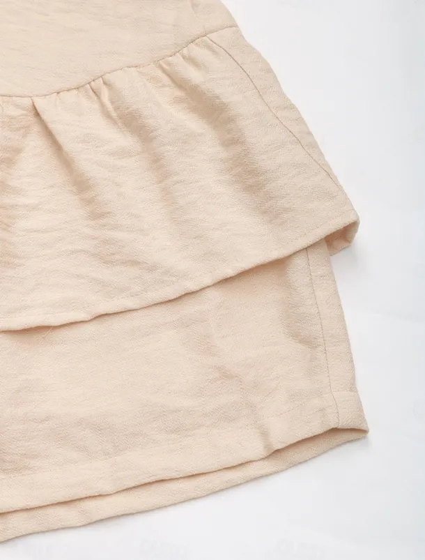 Women's Chinos Shorts Fashion Streetwear Short High Waist Plain Ruffle Comfy Soft Comfortable Micro-elastic Outdoor Street Khaki Summer Regular Fit