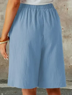 Women's Chinos Shorts Fashion Streetwear Basic Knee Length High Waist Plain Pocket Elastic Waistband Comfy Soft Comfortable Micro-elastic Outdoor Street Dark-Gray Navy Black White Summer Spring Loose