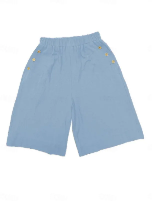 Women's Chinos Shorts Fashion Streetwear Basic Knee Length High Waist Plain Pocket Elastic Waistband Comfy Soft Comfortable Micro-elastic Outdoor Street Dark-Gray Navy Black White Summer Spring Loose